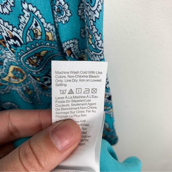 J. Crew Drapey‎ puff-sleeve dress in paisley bunch Maxi Length Womens 18. blue - Picture 12 of 13